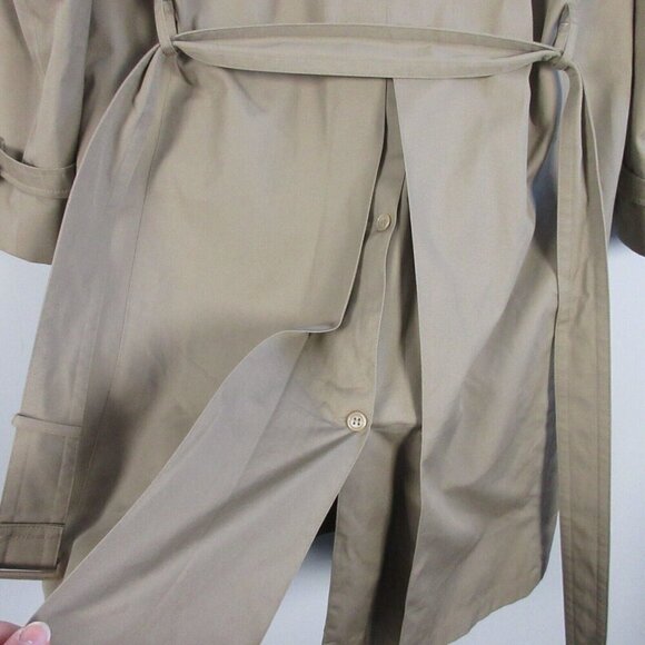 ROC Men Trench Coat Double Breasted Belted Long Jacket Overcoat 40R Khaki 1596 - Picture 9 of 16